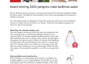 Award winning ZAZU penguins make bedtimes easier