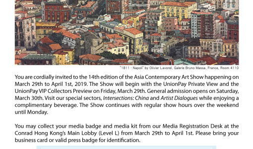 Reminder: Opens this Friday, your Interview Opportunity at the Asia Contemporary Art Show!